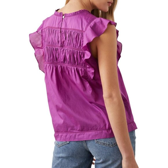 Rails Filomena blouse purple flutter Sleeve Ruffle Lace Berry Size Small - Picture 3 of 9